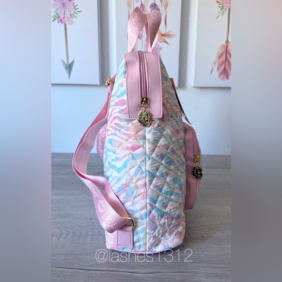 BETSEY JOHNSON Bag LBWILLA Backpack with Pencil Case - White Rainbow Zebra Print - Picture 4 of 8